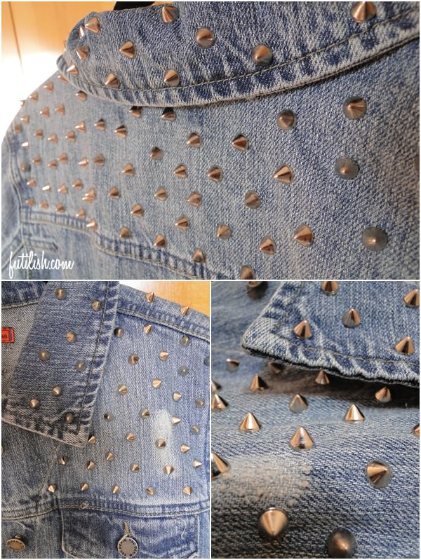 jaqueta jeans com spikes