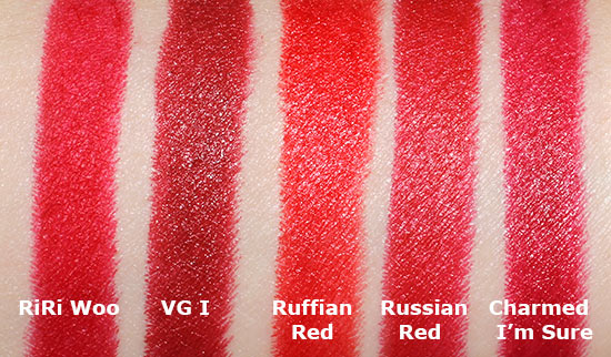mac-riri-woo-viva-glam-i-ruffian-red-russian-red-charmed-im-sure-lipstick-swatch-comparison