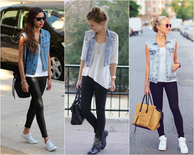 blusas para usar com colete jeans