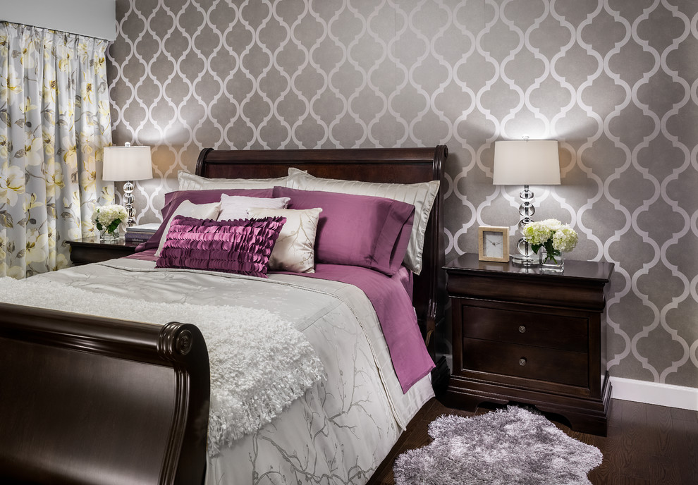 Delightful-Bedroom-Transitional-design-ideas-for-Silver-Foil-Wallpaper-Image-Gallery