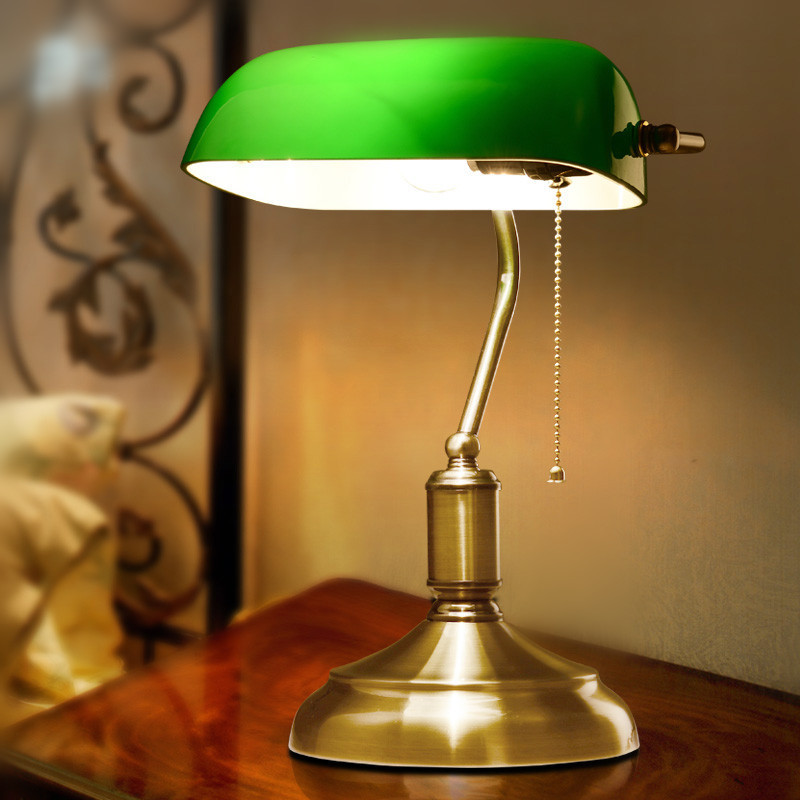 American-Antique-Green-Bank-Lamp-Living-Room-Retro-Table-Lamp-Study-Vintage-Table-Lamp-Old-Fashion