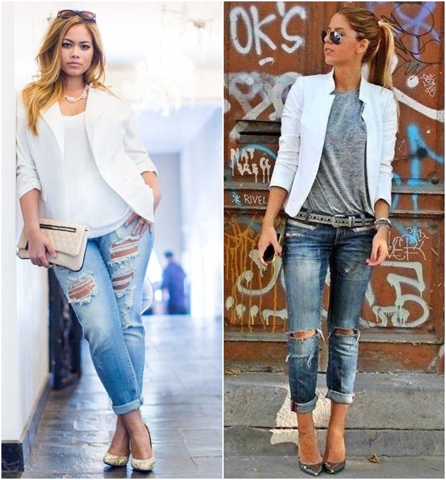 Blazer branco com calça jeans cheap