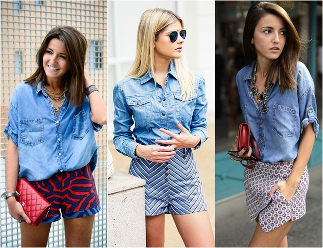 camisa com short estampado