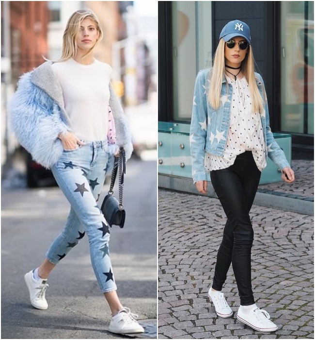 jaqueta jeans com estrelas