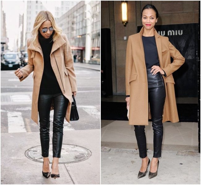 jaqueta e calça de couro feminina