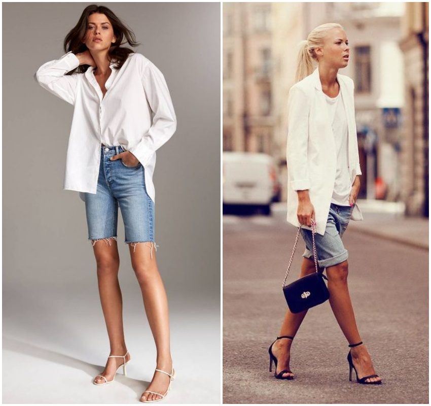 Look bermuda sales e camisa feminina