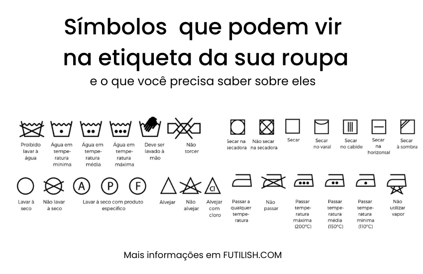 Símbolos que vem na etiqueta de roupa