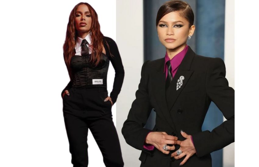 Celebridades como Anitta e Zendaya aderiram a tendência do uso de gravatas